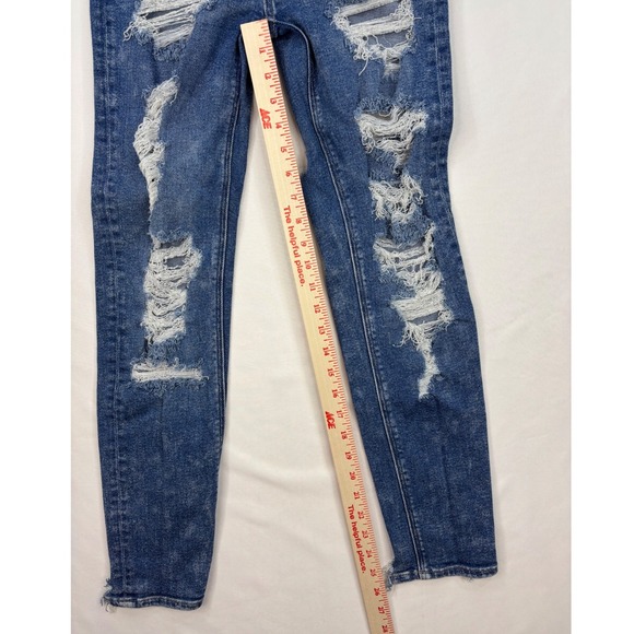 AMERICAN EAGLE Womens Mom Jean Distressed Stretch High Rise Blue Denim Size 00 - Picture 10 of 10